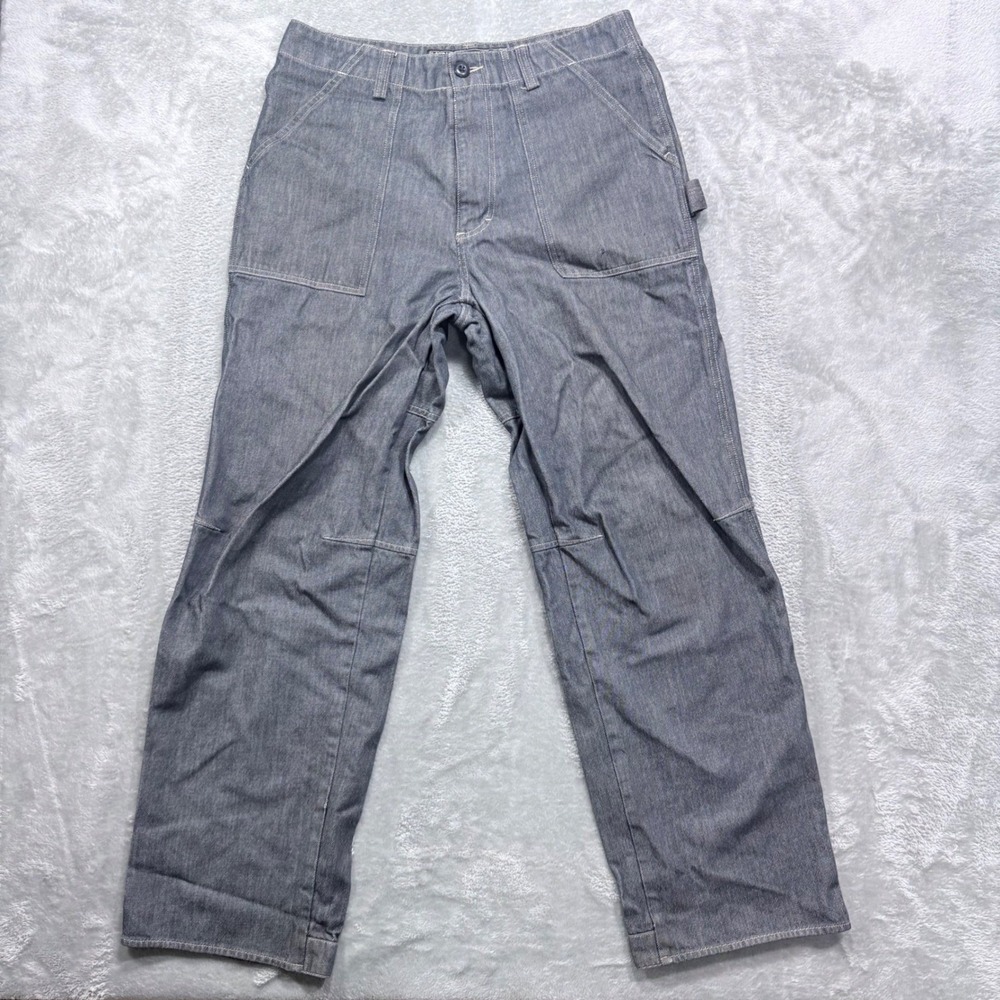 Vintage Structure Dockworker Carpenter Jeans Mens 34x32 Y2K Wide Leg Gray